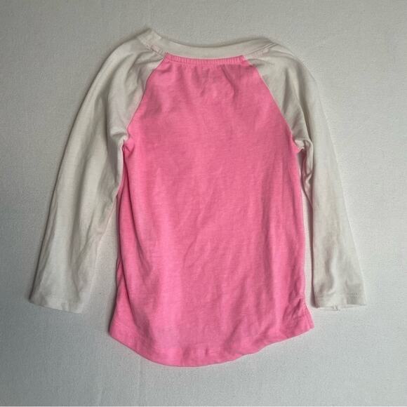 Cat & Jack Unicorn Raglan Tee pink white girls Size 2T - Picture 3 of 6